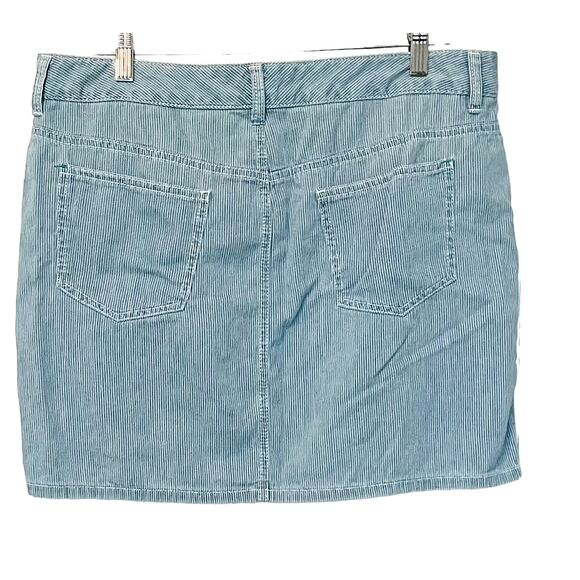 TOMMY HILFIGER FLAT FRONT MINI PENCIL SKIRT, WOMENS, 14, BLUE/WHITE STRIPES - Picture 4 of 11